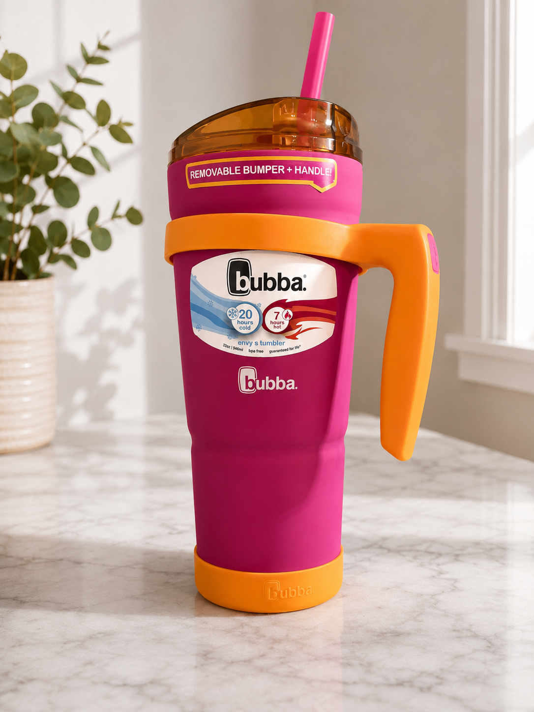 Vaso Bubba Envy S de 32 oz con asa, tapa y pajilla
